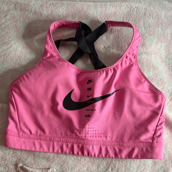Nike Women's Pink and Black Sports Bra - Picture 1 of 3